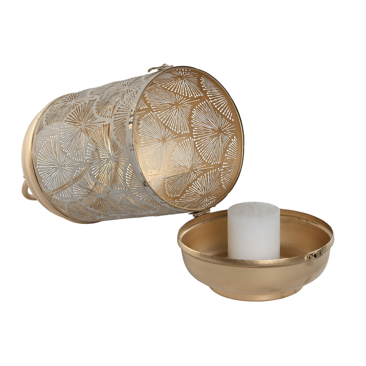 Set med ljusstakar Home ESPRIT Vit Gyllene Metall 25 x 25 x 49 cm - 3