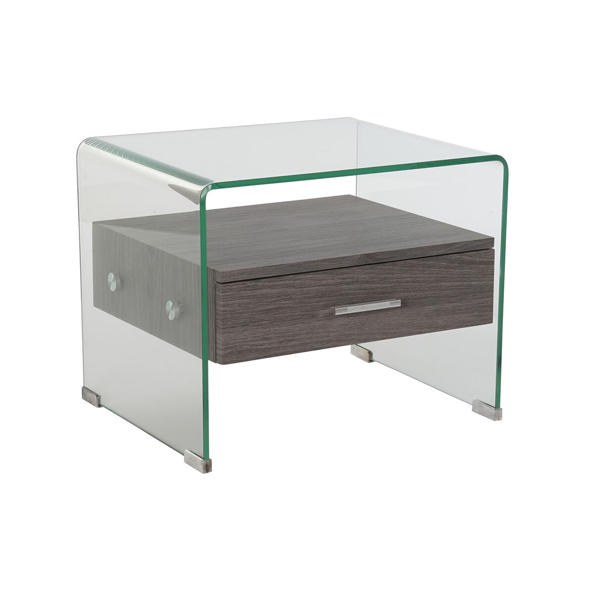 Nattduksbord DKD Home Decor Grå Mörkbrun Glas Trä MDF 50 x 40 x 45,5 cm