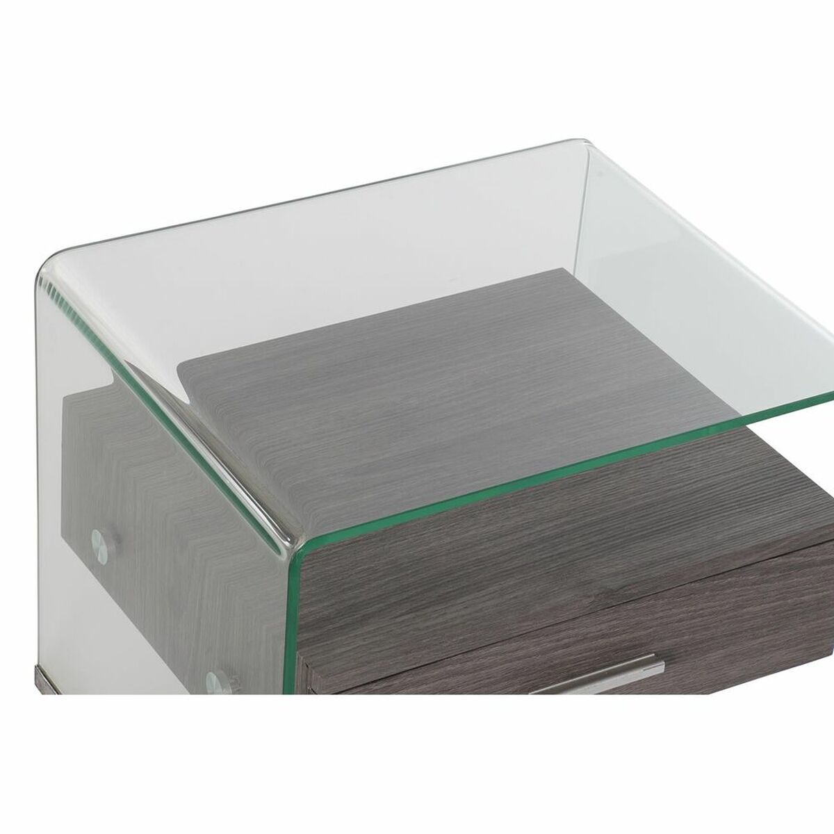 Nattduksbord DKD Home Decor Grå Mörkbrun Glas Trä MDF 50 x 40 x 45,5 cm - 4