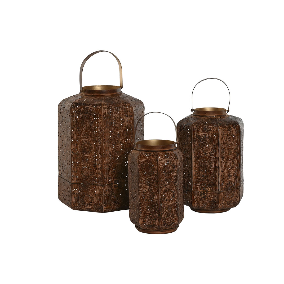 Set med ljusstakar Home ESPRIT Brun Gyllene Metall 26 x 26 x 38,5 cm - 4