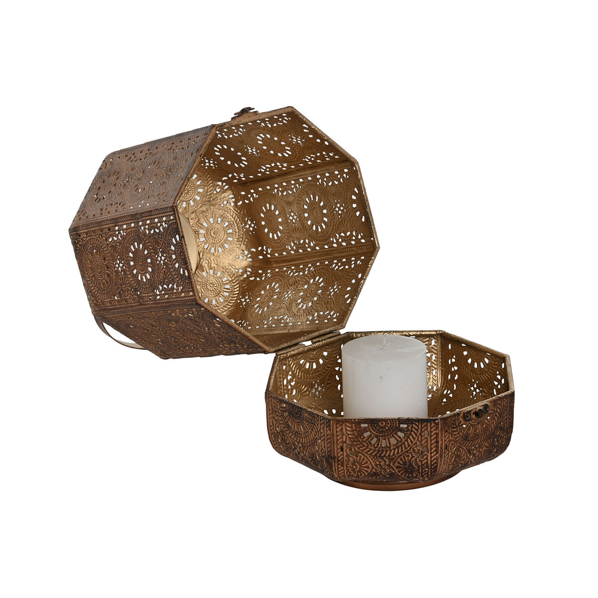 Set med ljusstakar Home ESPRIT Brun Gyllene Metall 26 x 26 x 38,5 cm - 3