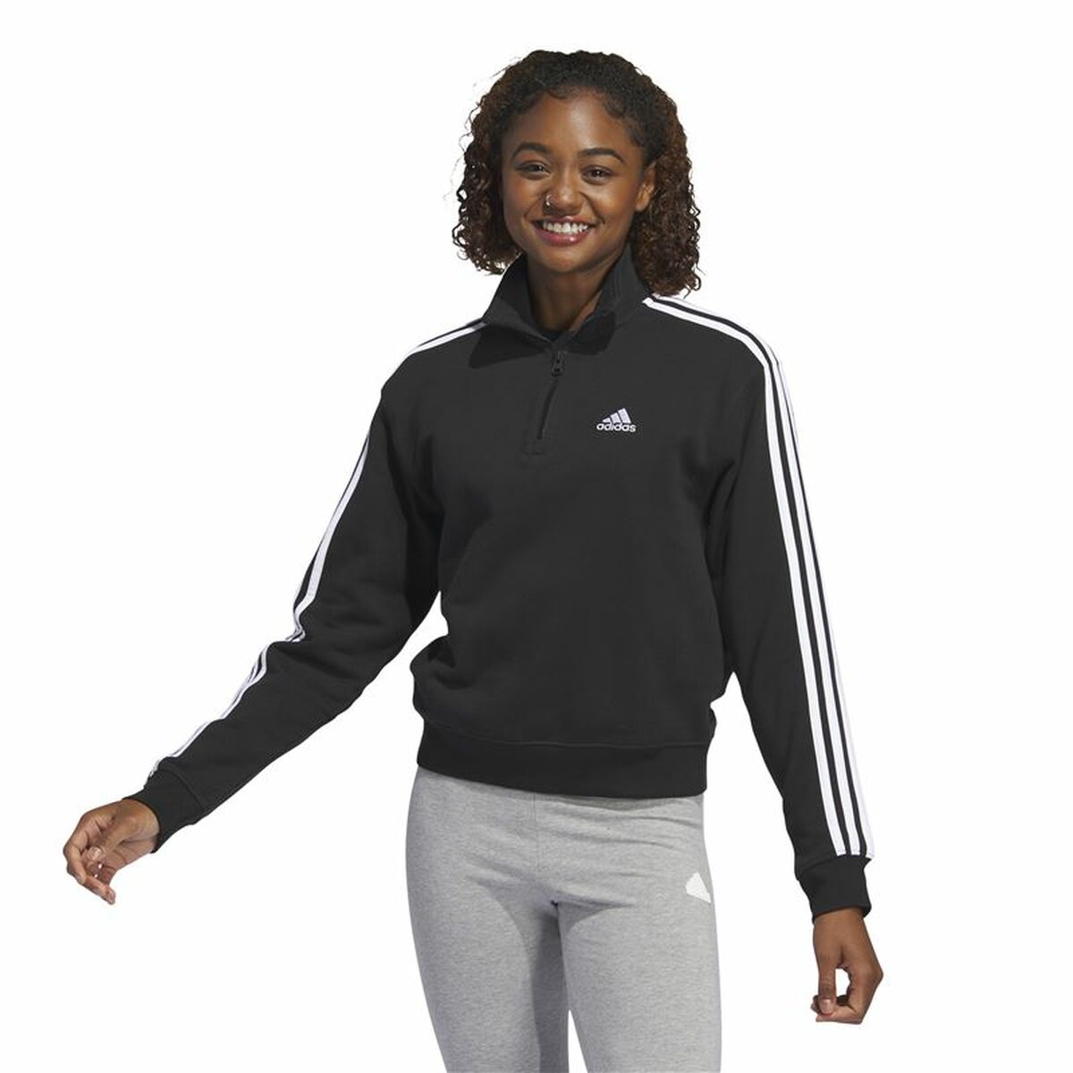 Sportjacka, Dam Adidas 3S Ft Qz Svart - 2