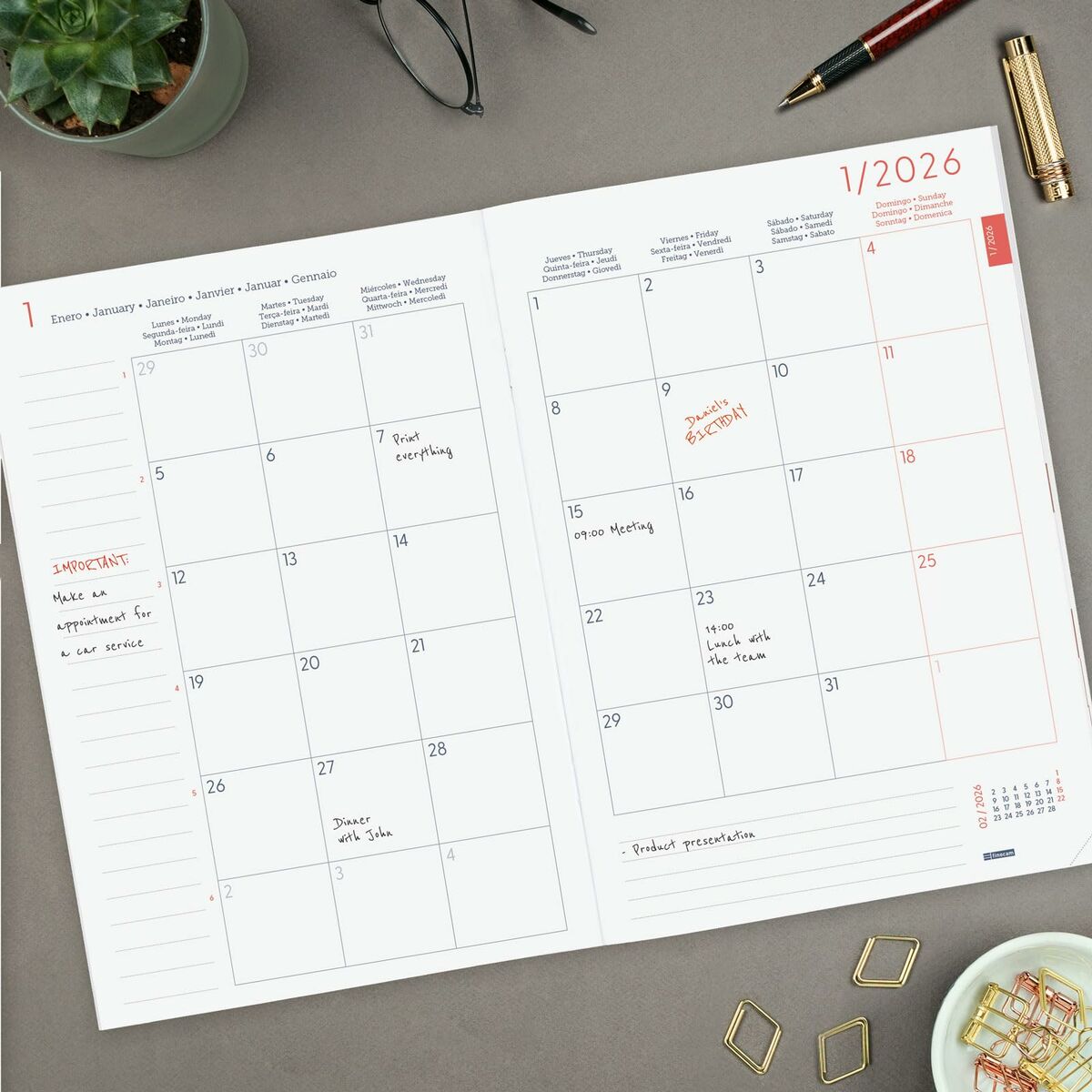 Monthly planner Finocam Grå Papper 16,5 x 24 cm - 3