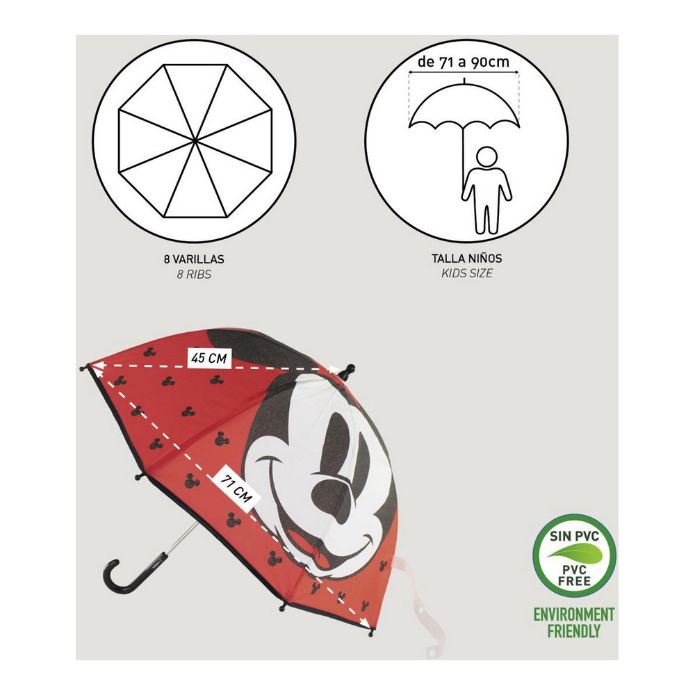 Paraply Mickey Mouse Röd (Ø 71 cm) - 3