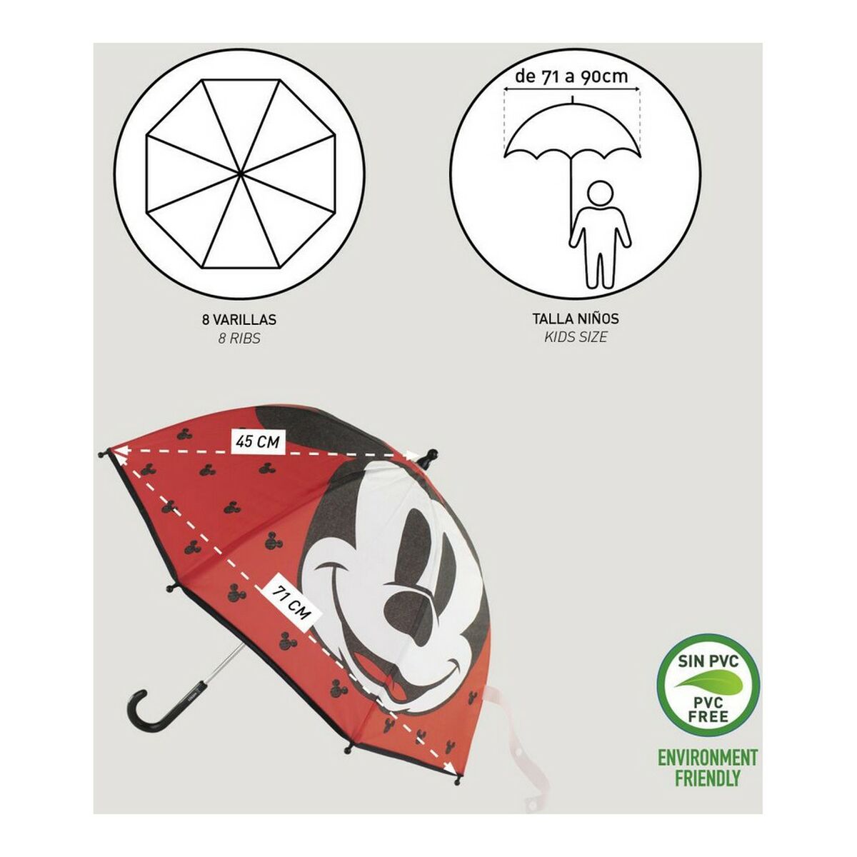 Paraply Mickey Mouse Röd (Ø 71 cm) - 10