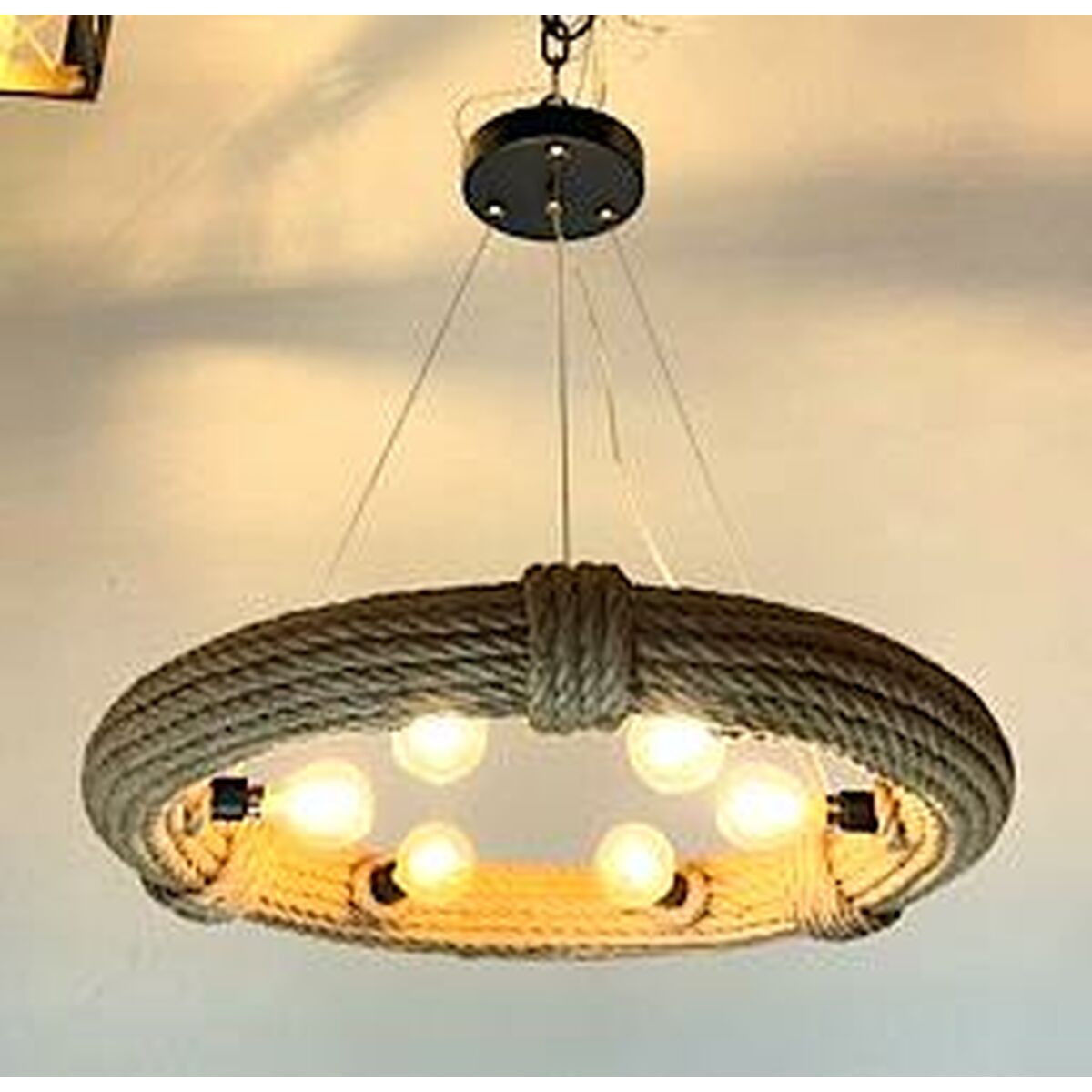 Taklampa DKD Home Decor Brun Snöre (51 x 51 x 10 cm) (47 X 47 X 10 CM) - 9