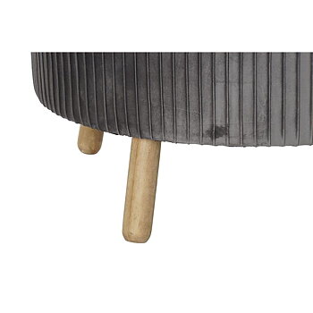 Fotpall DKD Home Decor 80 x 80 x 38 cm Scandi Grå Trä Sammet Mörkgrå Velvet
