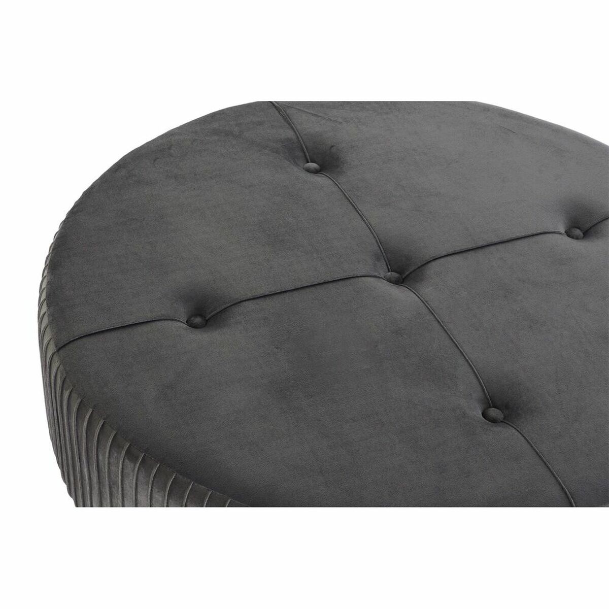 Fotpall DKD Home Decor 80 x 80 x 38 cm Scandi Grå Trä Sammet Mörkgrå Velvet - 7