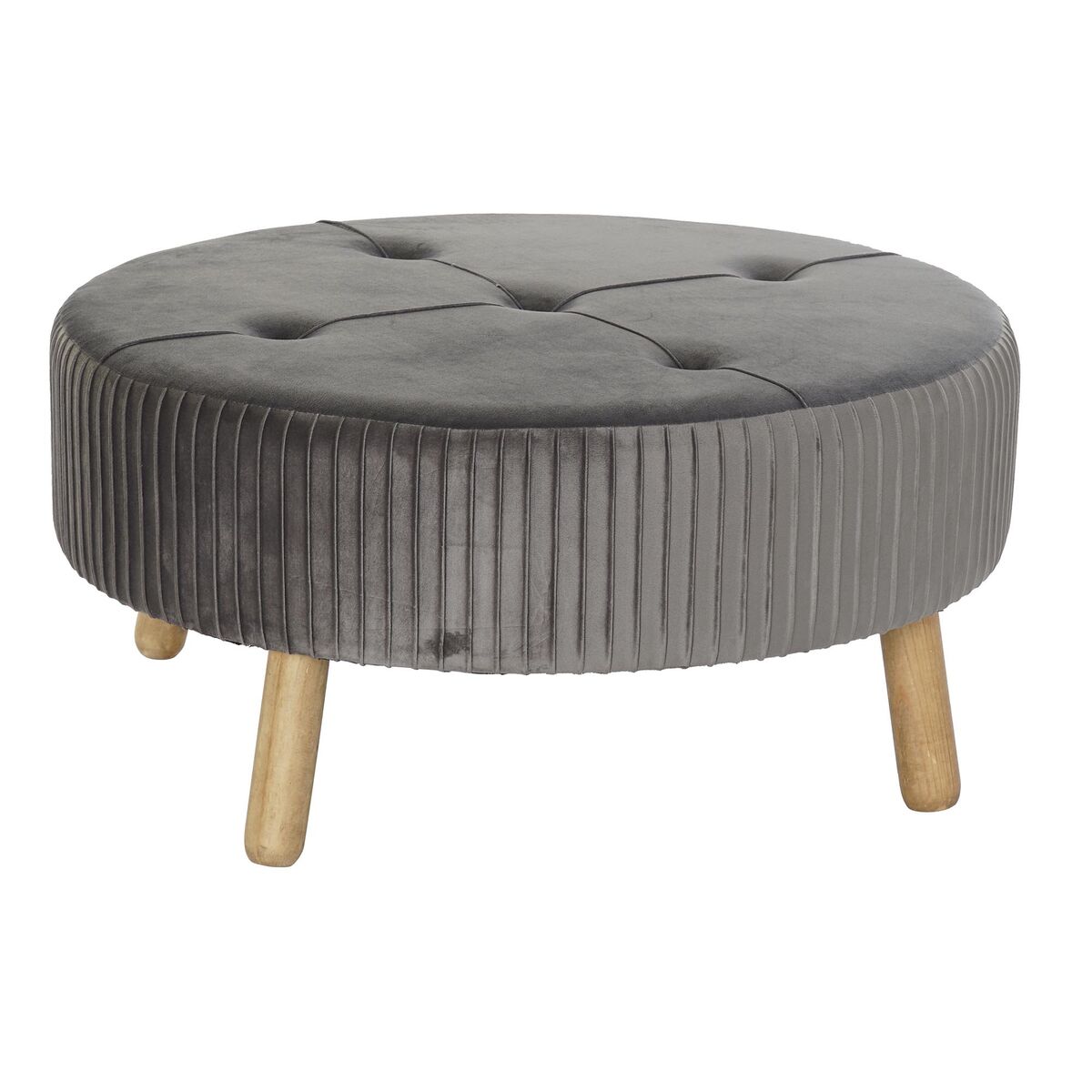 Fotpall DKD Home Decor 80 x 80 x 38 cm Scandi Grå Trä Sammet Mörkgrå Velvet - 5