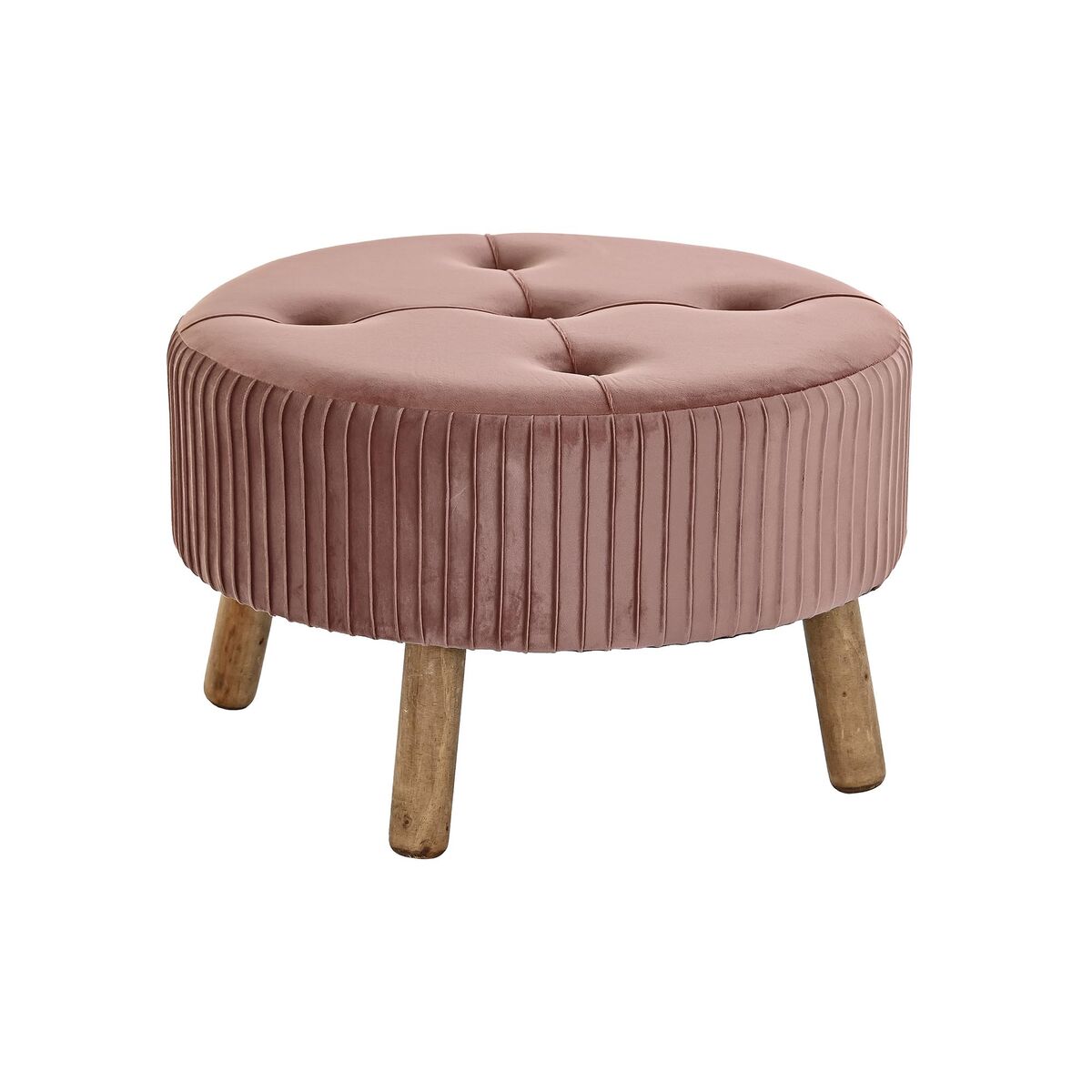 Fotpall DKD Home Decor Naturell Trä Sammet Ljusrosa (61 x 61 x 38 cm) - 9