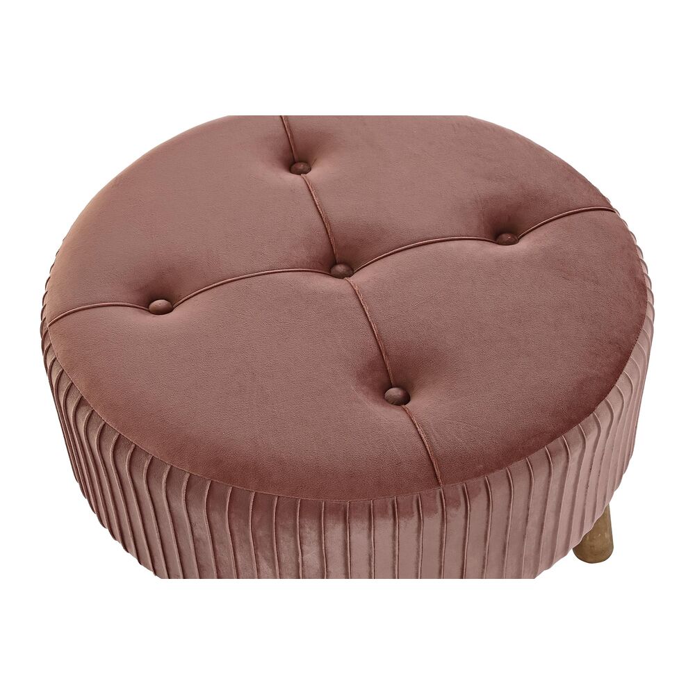 Fotpall DKD Home Decor Naturell Trä Sammet Ljusrosa (61 x 61 x 38 cm) - 3