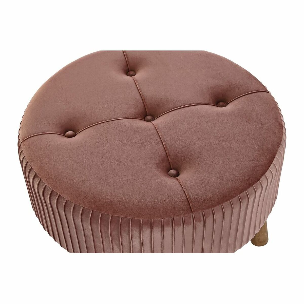 Fotpall DKD Home Decor Naturell Trä Sammet Ljusrosa (61 x 61 x 38 cm) - 7