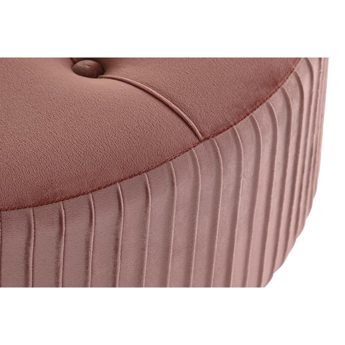 Fotpall DKD Home Decor Naturell Trä Sammet Ljusrosa (61 x 61 x 38 cm) - 12