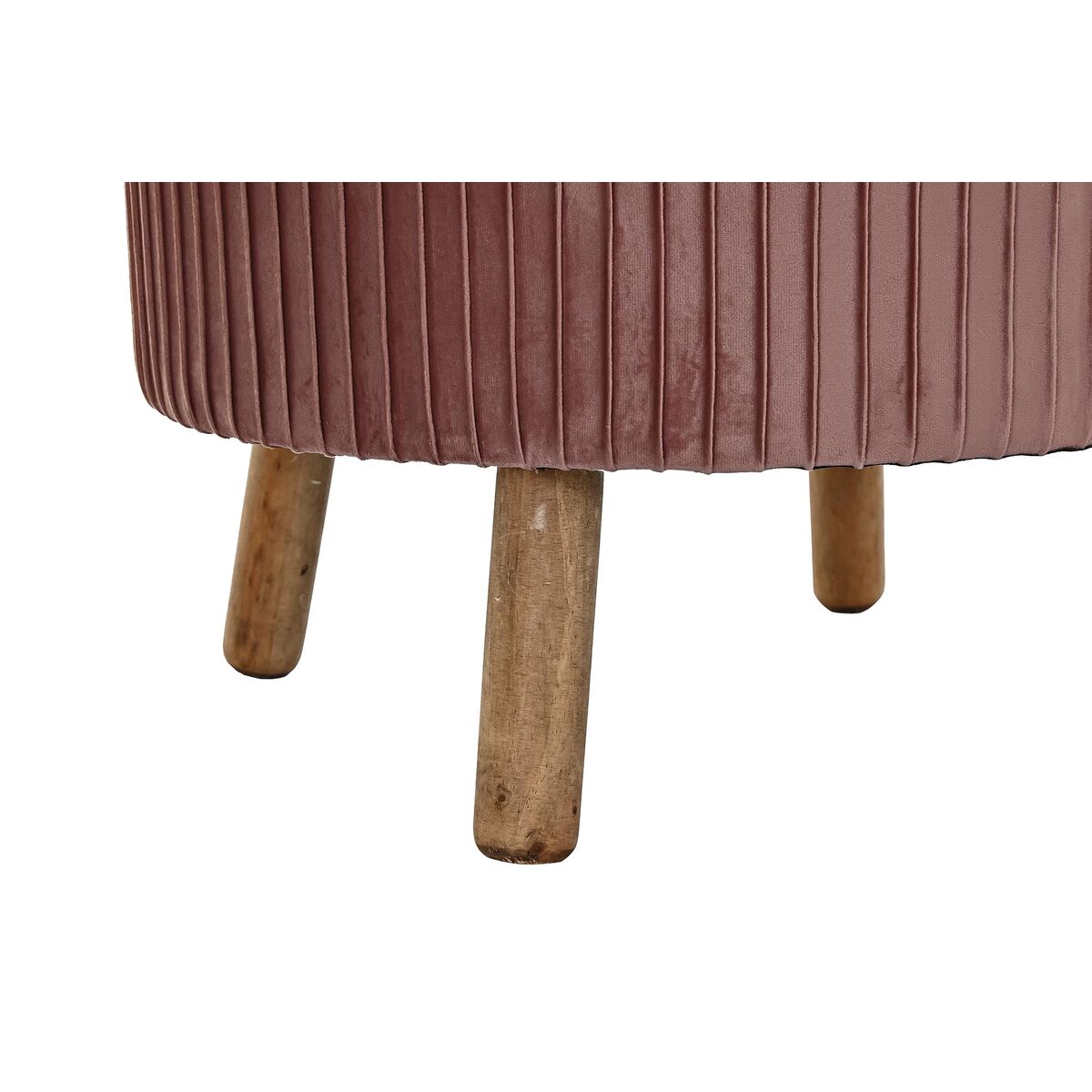 Fotpall DKD Home Decor Naturell Trä Sammet Ljusrosa (61 x 61 x 38 cm) - 6