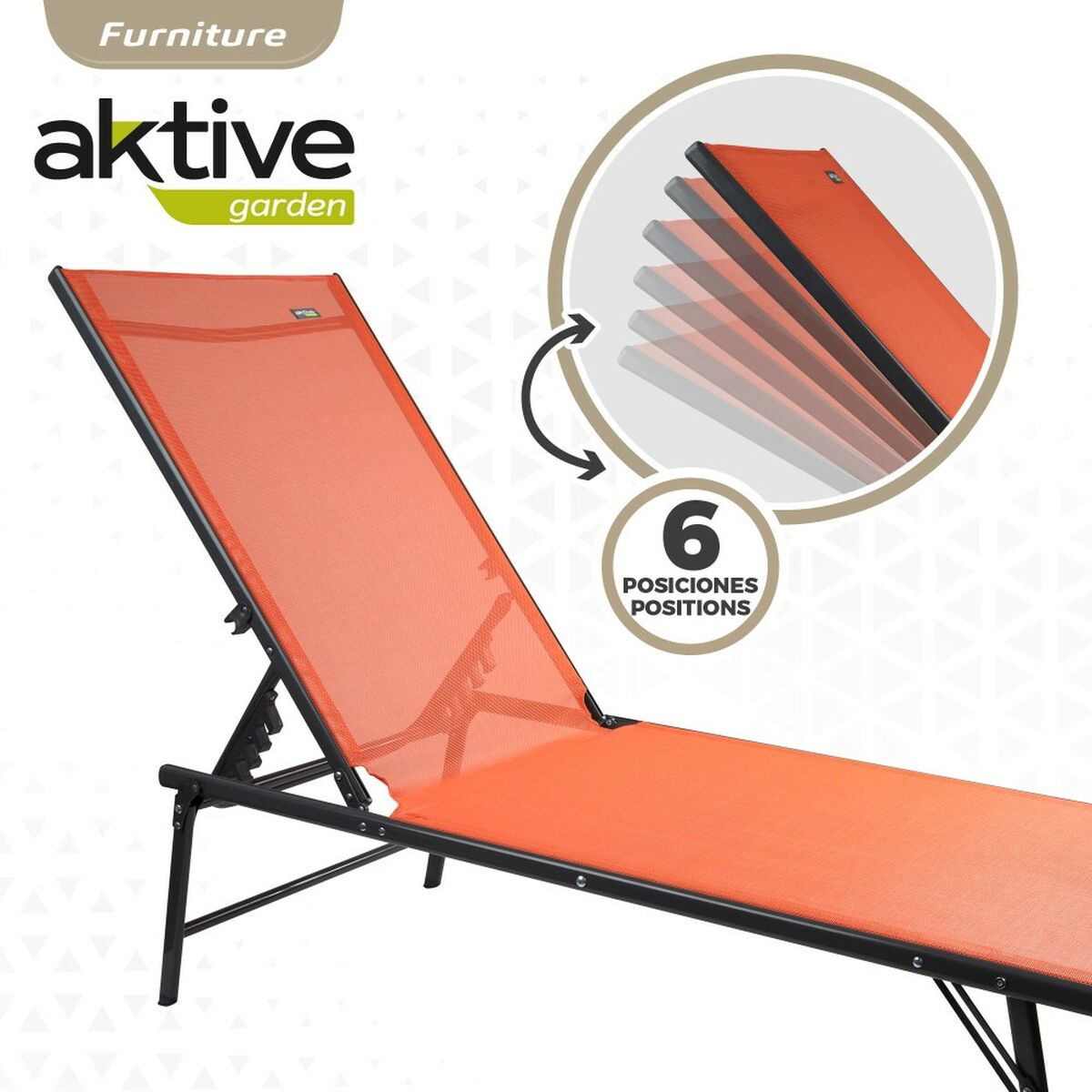 Lutbar vilstol Aktive Orange 180 x 35 x 49 cm (2 antal) - 11