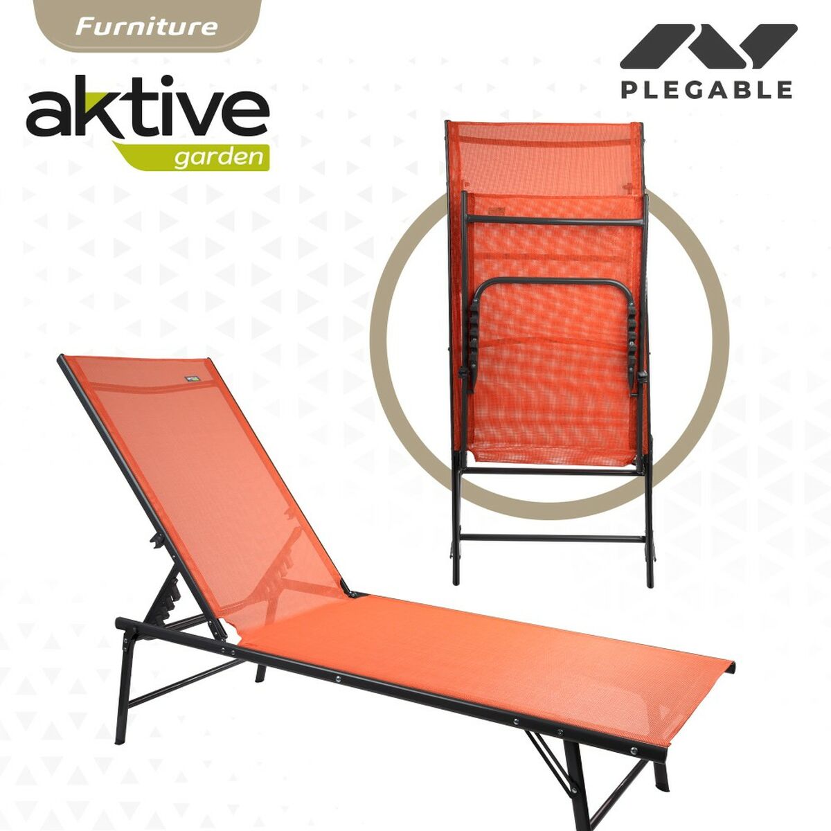 Lutbar vilstol Aktive Orange 180 x 35 x 49 cm (2 antal) - 14