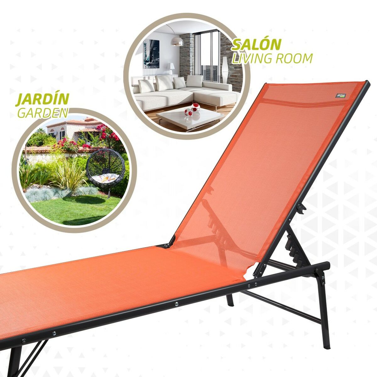 Lutbar vilstol Aktive Orange 180 x 35 x 49 cm (2 antal) - 6