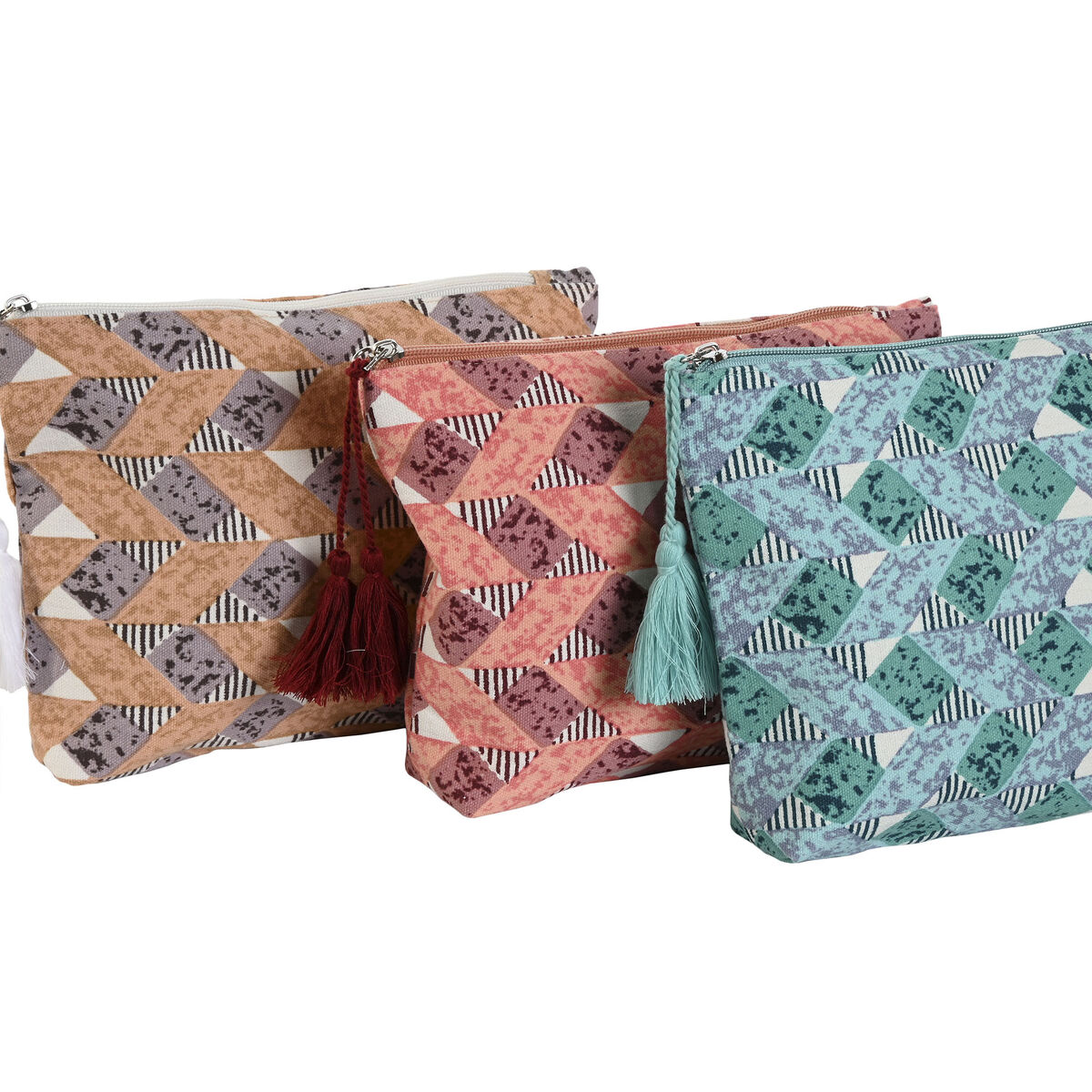 Resenecessär Home ESPRIT Brun Turkos Korall 25 x 5 x 20 cm (3 antal) - 2