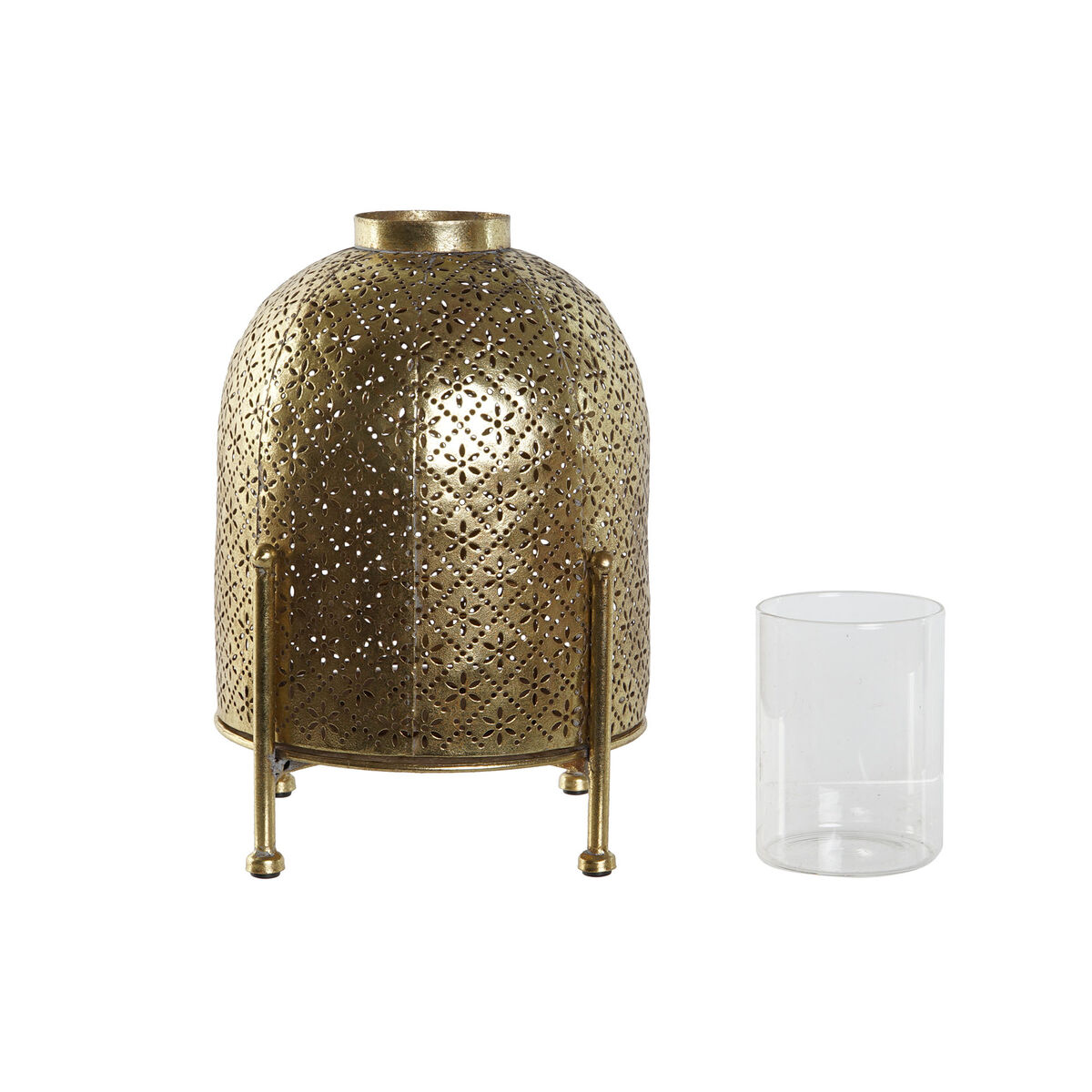 Ljusstakar Home ESPRIT Gyllene Metall Glas 19 x 19 x 24,5 cm - 5