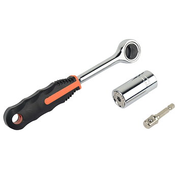 Brüder Mannesmann Spärrhandtag med universella hylsor 7-19 mm