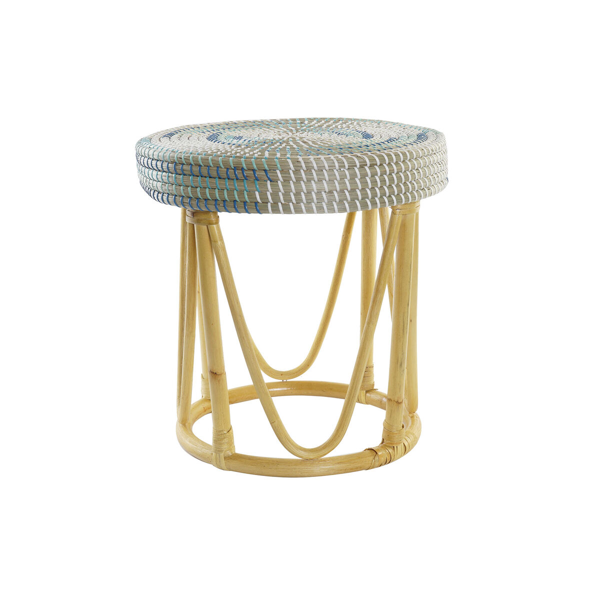 Fotpall DKD Home Decor Naturell Turkos Vit Rattan Tropiskt Sjögräs (41 x 41 x 42 cm) - 5