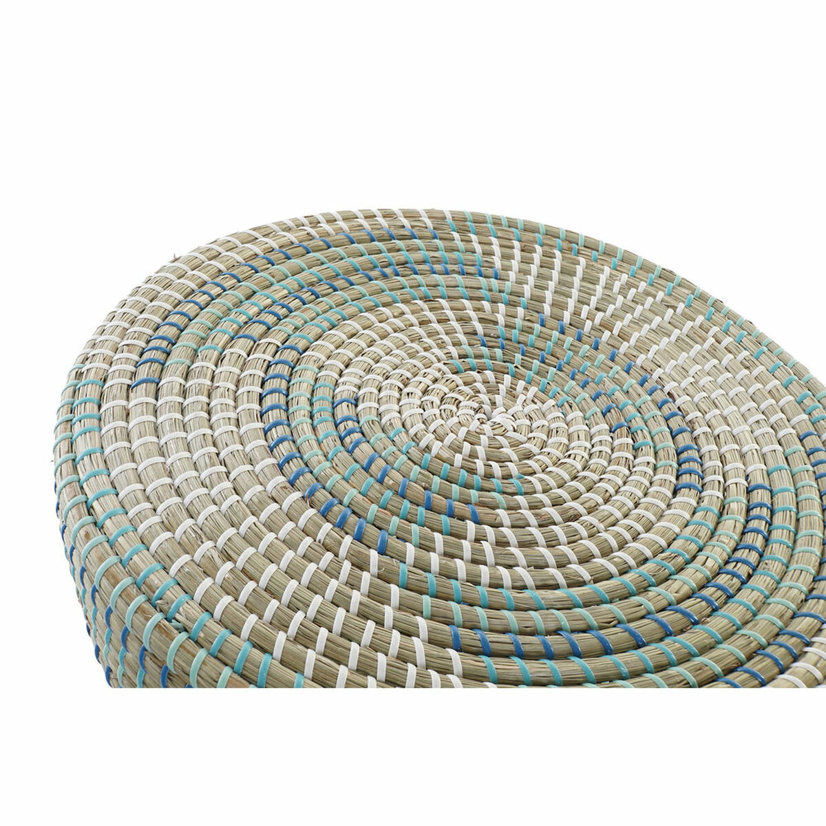 Fotpall DKD Home Decor Naturell Turkos Vit Rattan Tropiskt Sjögräs (41 x 41 x 42 cm) - 11