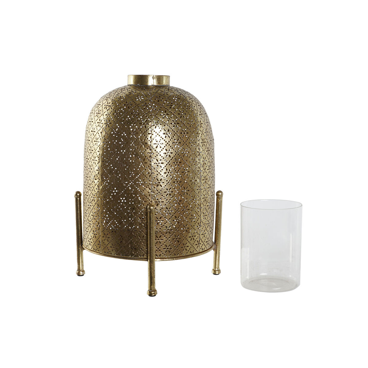 Ljusstakar Home ESPRIT Gyllene Metall Glas 24 x 24 x 33 cm - 4