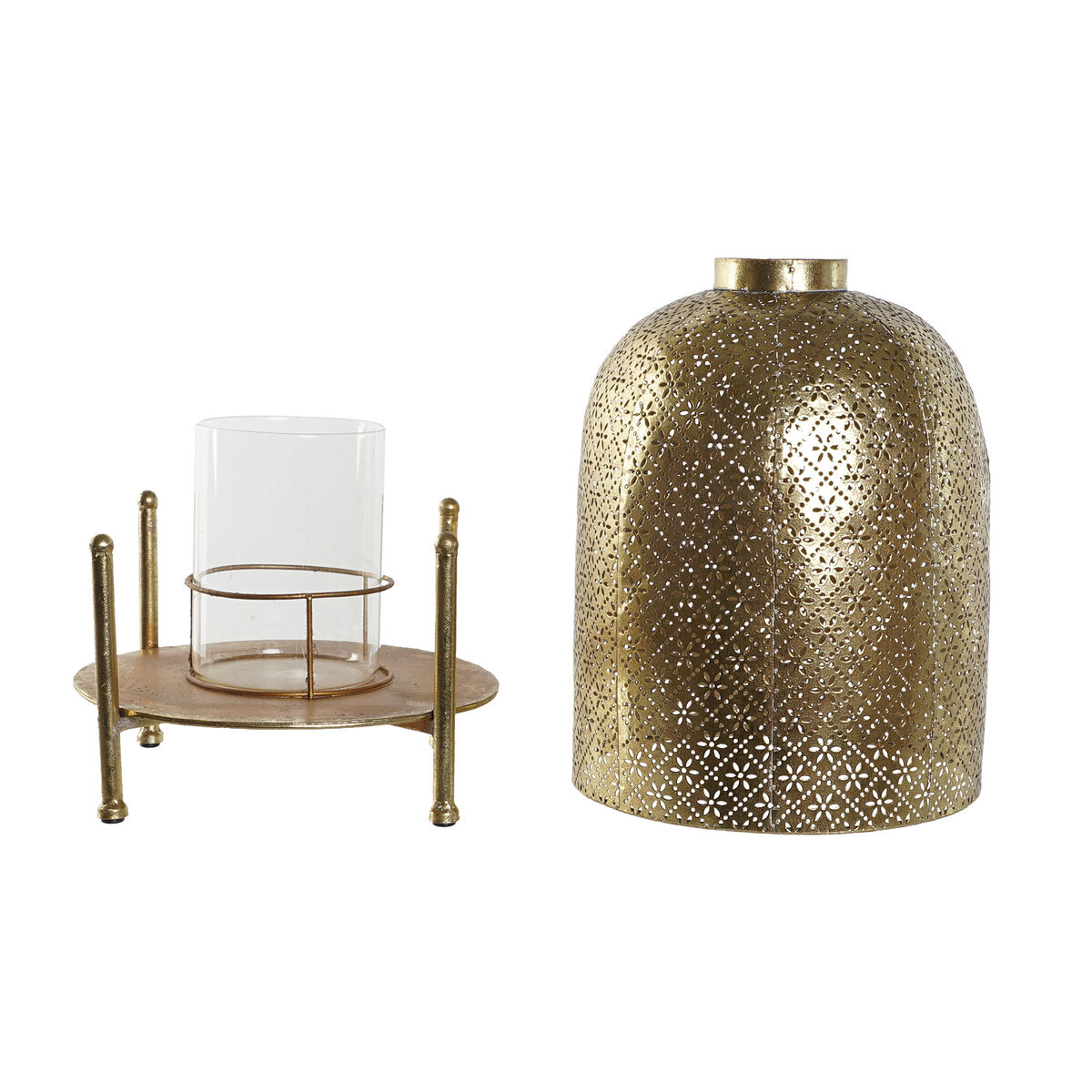 Ljusstakar Home ESPRIT Gyllene Metall Glas 24 x 24 x 33 cm - 7