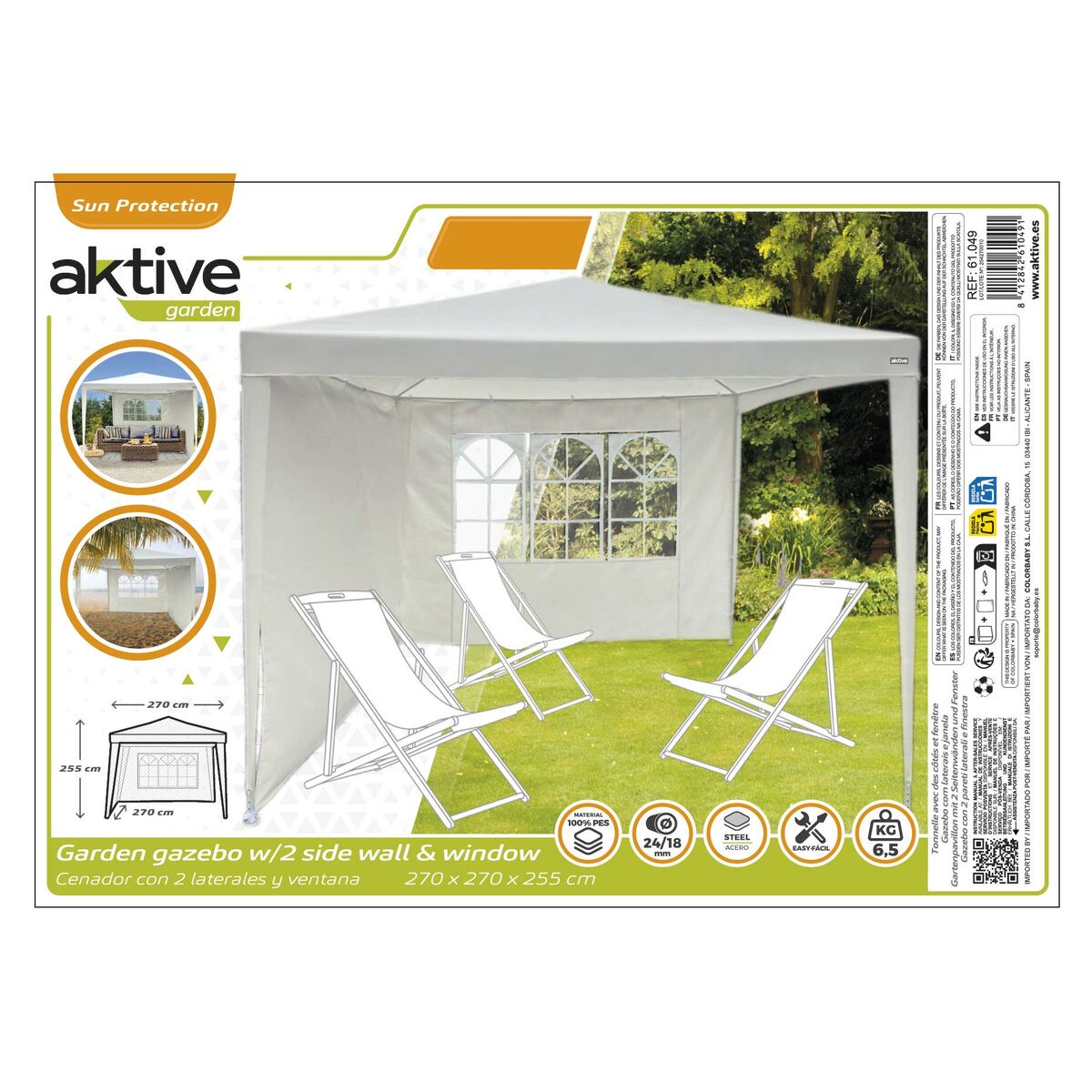 Gazebo Aktive 270 x 255 x 270 cm Stål Kräm - 9