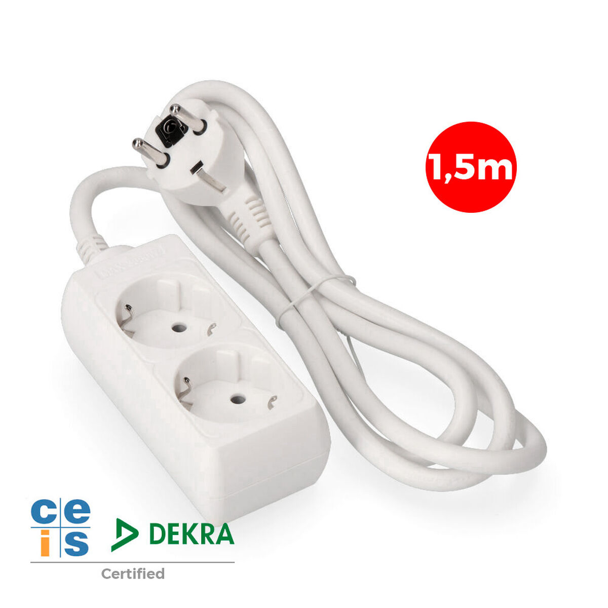 Ellist 2 Tomas-uttag utan brytare EDM 41015 Schuko (1,5 m) - 5