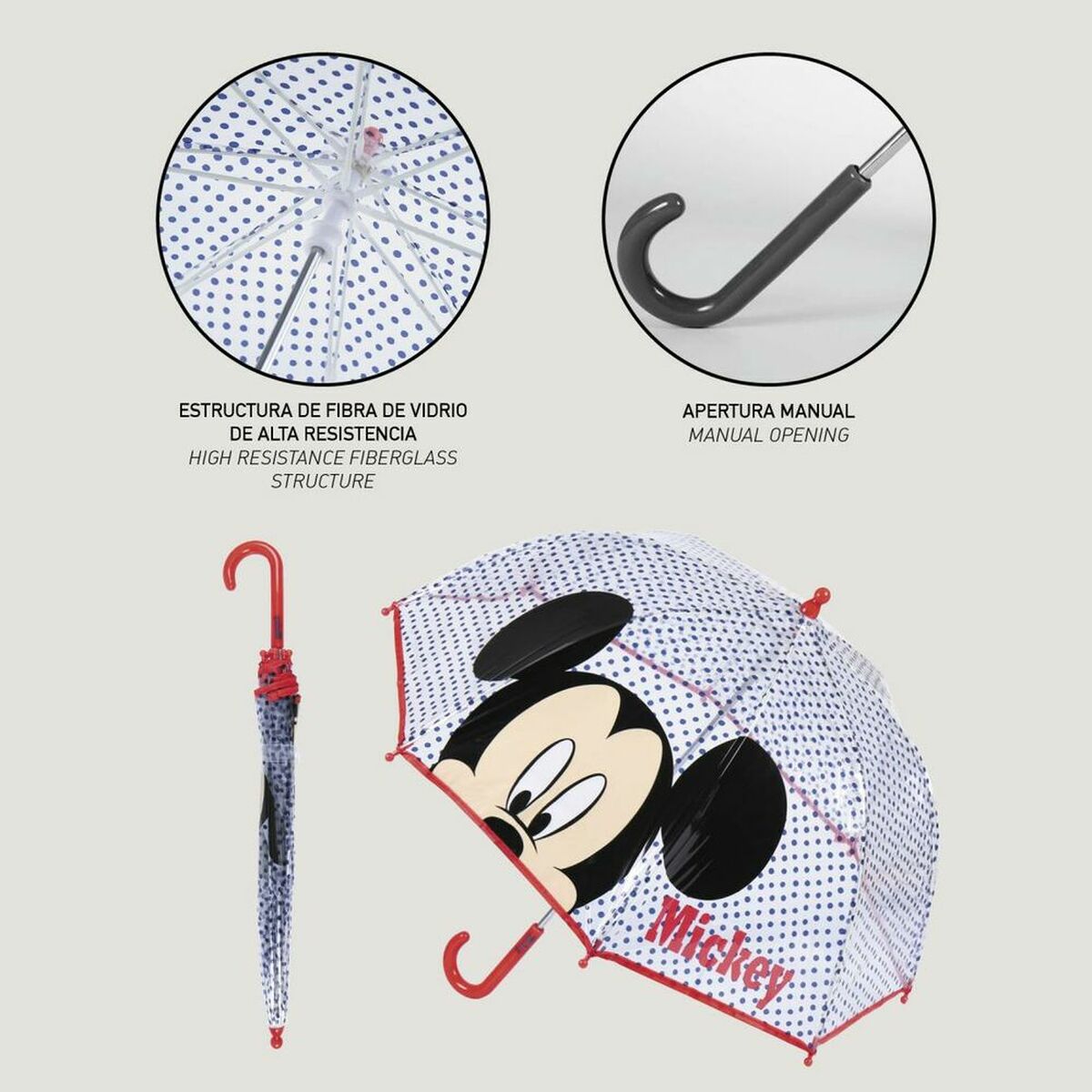 Paraply Mickey Mouse Röd 45 cm - 17