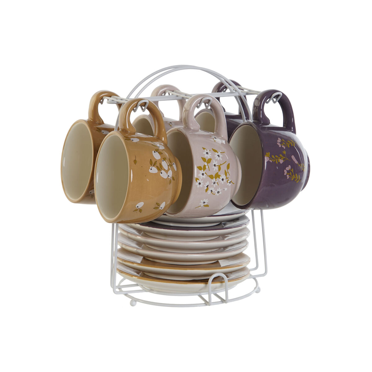 Kaffeset DKD Home Decor Gul Rosa Senap Lila Metall Dolomite 180 ml - 2
