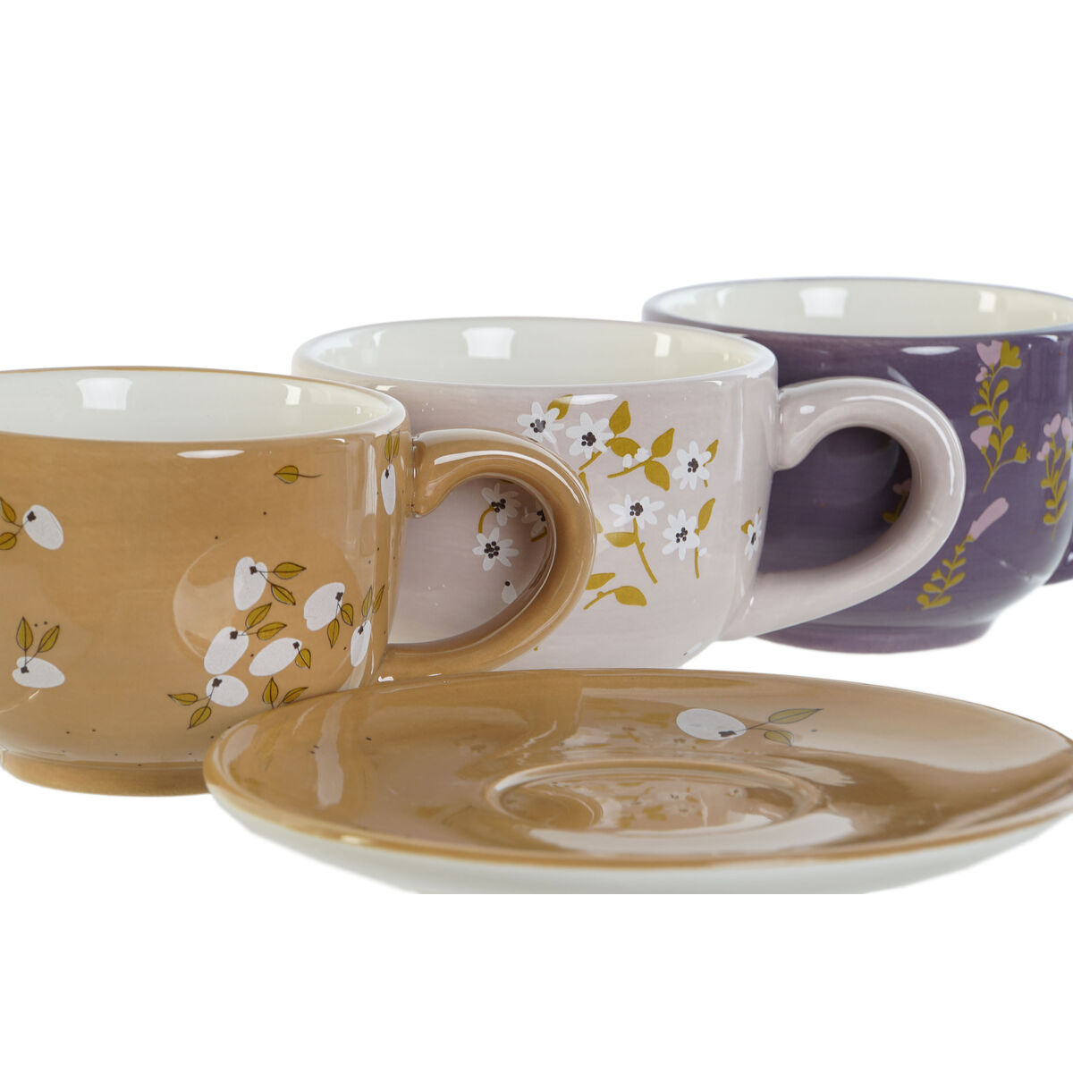 Kaffeset DKD Home Decor Gul Rosa Senap Lila Metall Dolomite 180 ml - 4