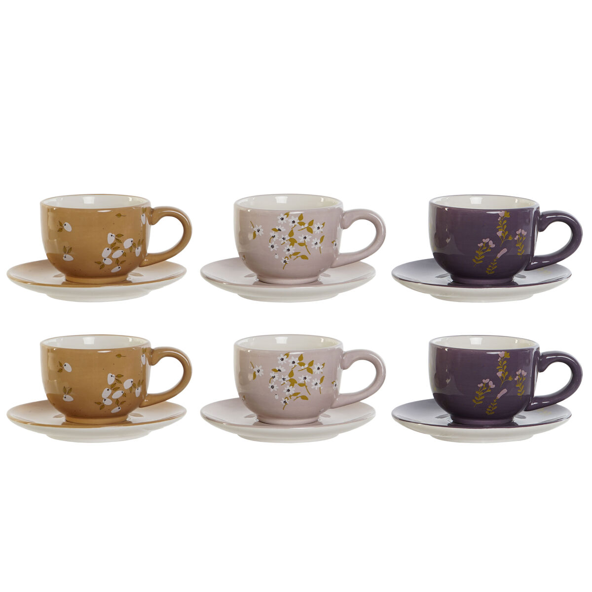 Kaffeset DKD Home Decor Gul Rosa Senap Lila Metall Dolomite 180 ml