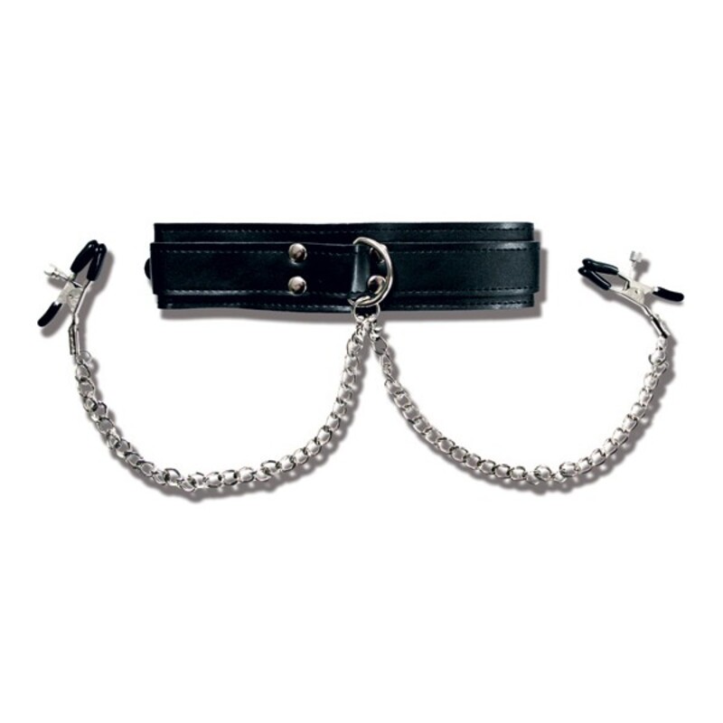 Halsband med vårtklämmor Sportsheets SS445-20 Svart/Silvrig