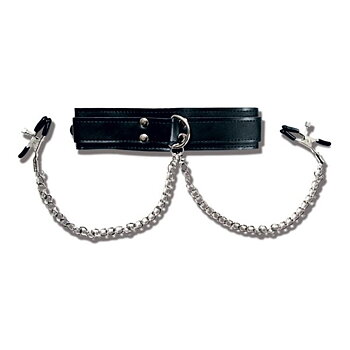 Halsband med vårtklämmor Sportsheets SS445-20 Svart/Silvrig