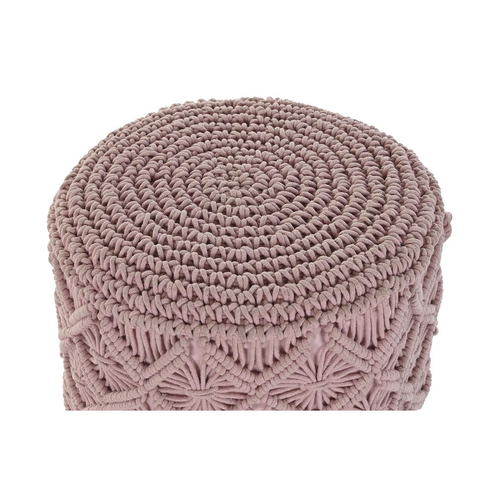 Fotpall DKD Home Decor 43 x 43 x 51 cm Trä Brun Ljusrosa Makramé Boho - 3
