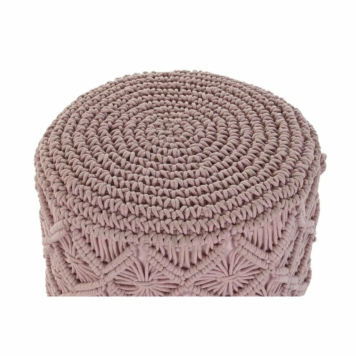 Fotpall DKD Home Decor 43 x 43 x 51 cm Trä Brun Ljusrosa Makramé Boho - 6