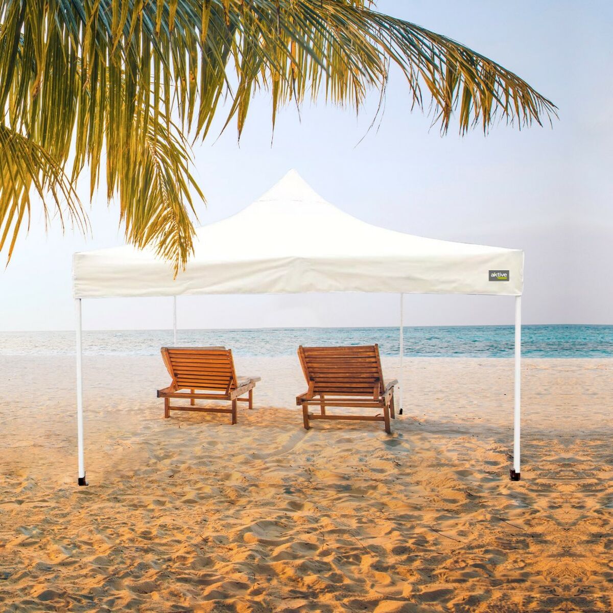 Gazebo Aktive Hopfällbar Justerbar höjd Stål Polyester 420D Oxford Kräm 300 x 320 x 300 cm - 7
