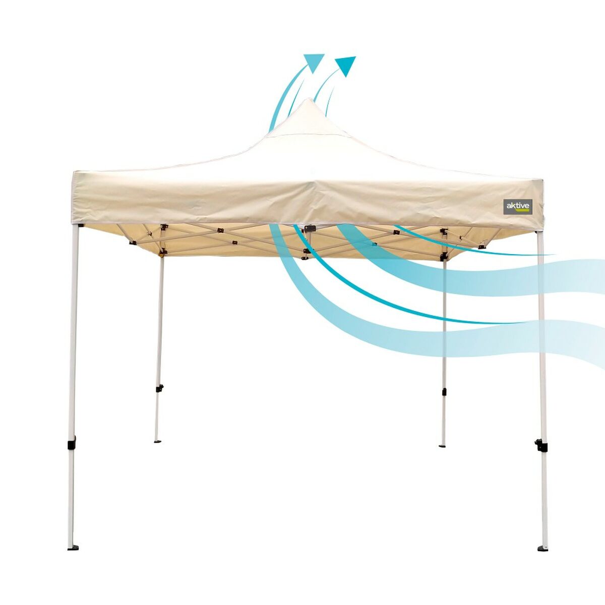 Gazebo Aktive Hopfällbar Justerbar höjd Stål Polyester 420D Oxford Kräm 300 x 320 x 300 cm - 4