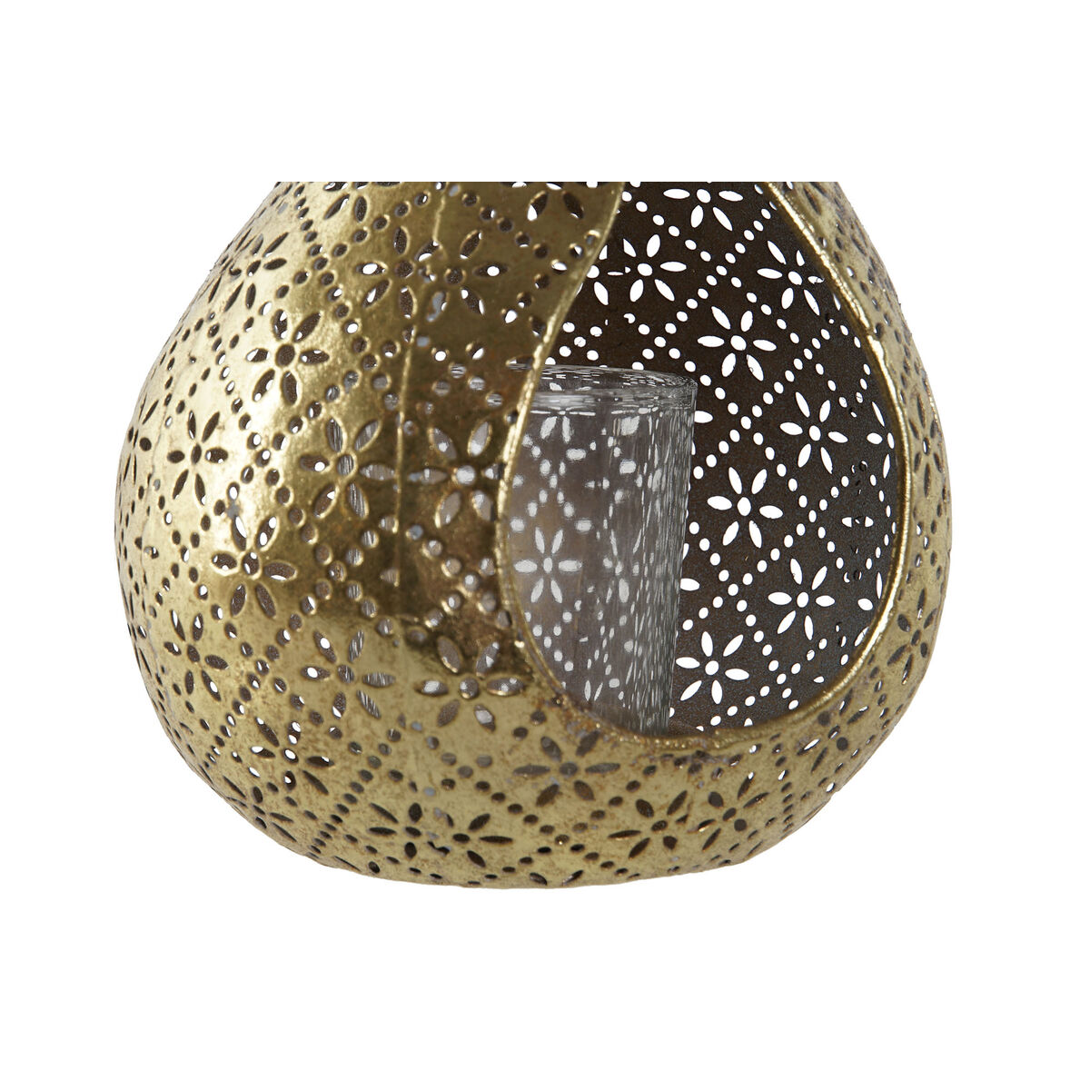 Ljusstakar Home ESPRIT Gyllene Metall Glas 12,5 x 11,5 x 13,5 cm - 5