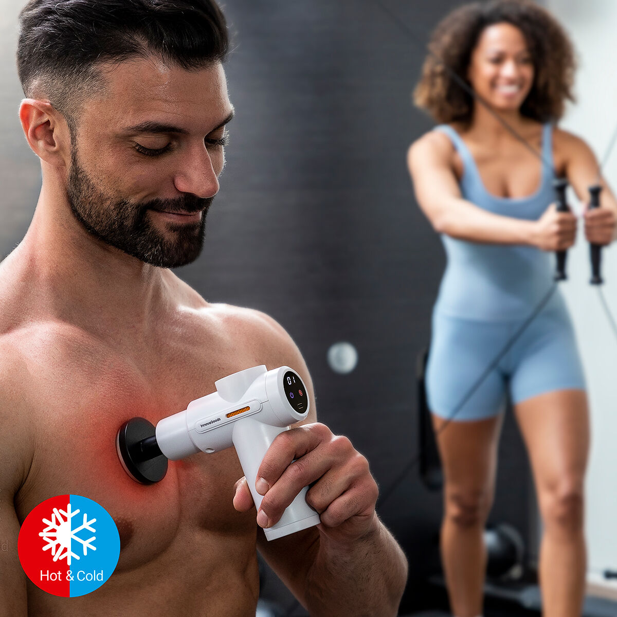 Varm och kall muskelmassagerpistol Hokgun InnovaGoods Vit/Svart (Renoverade B) - 2