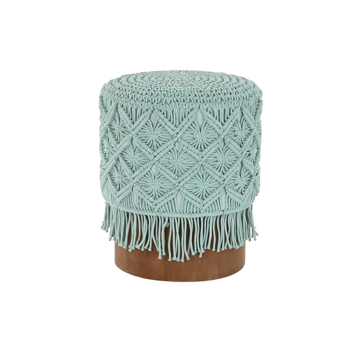 Fotpall DKD Home Decor Trä Brun Bomull Mint (43 x 43 x 52 cm) (40 x 40 x 50 cm) - 4
