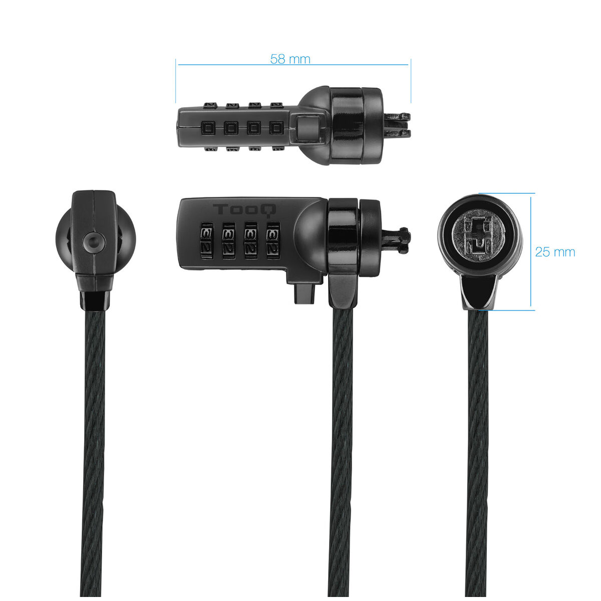 Säkerhetskabel TooQ TQCLKC0015-G 1,5 m - 3