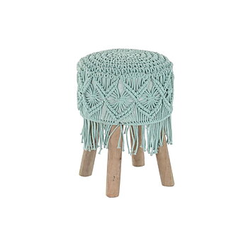 Fotpall DKD Home Decor Trä Brun Bomull Mint (30 x 30 x 45 cm) (33 x 33 x 43 cm)
