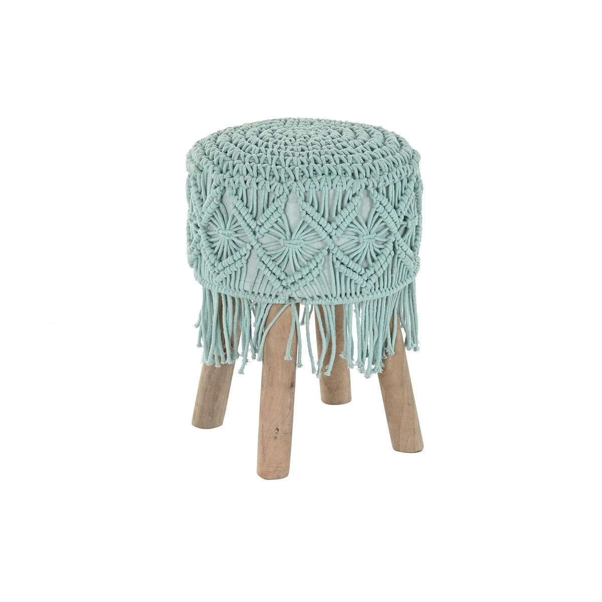 Fotpall DKD Home Decor Trä Brun Bomull Mint (30 x 30 x 45 cm) (33 x 33 x 43 cm) - 7