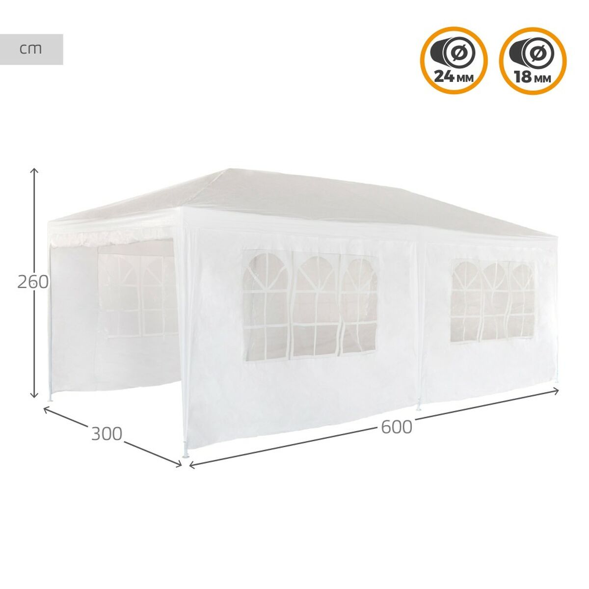 Gazebo Aktive 300 x 260 x 600 cm Metall Polyester Vit - 3