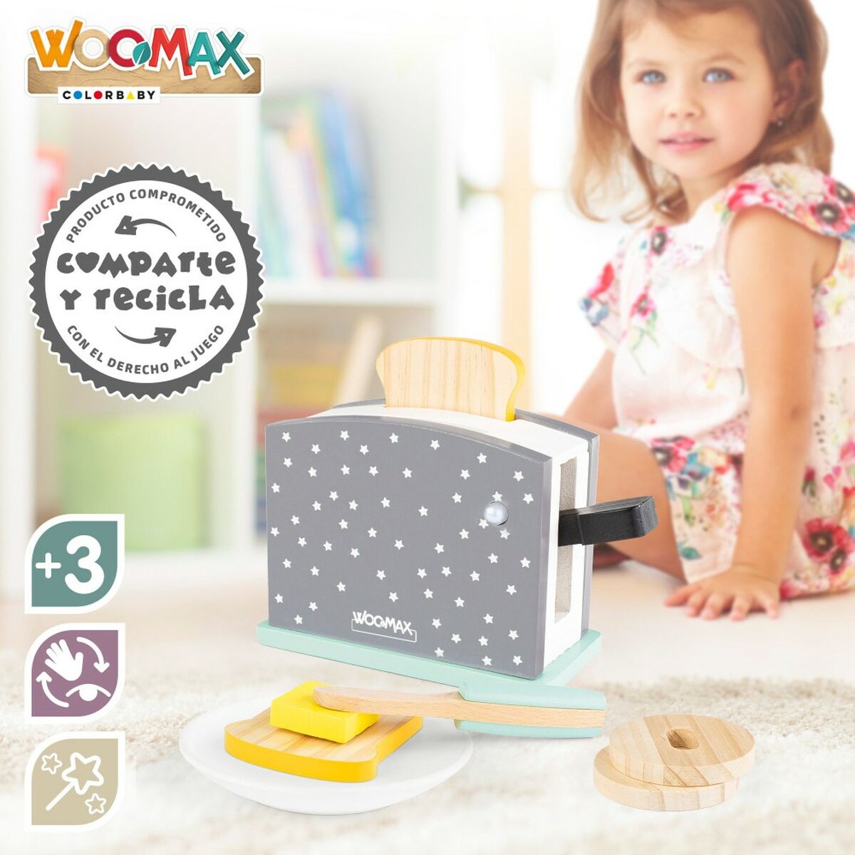 Leksak brödrost Woomax 8 Delar 19,5 x 12,5 x 8 cm (4 antal) - 6