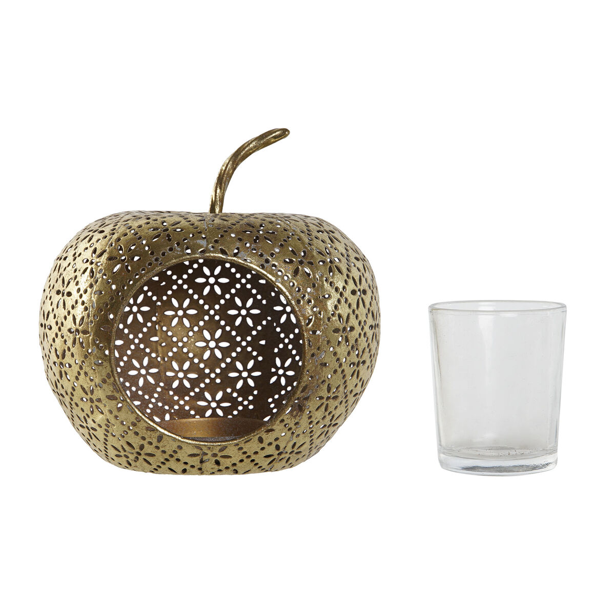 Ljusstakar Home ESPRIT Gyllene Metall Glas 14 x 14 x 13 cm - 5
