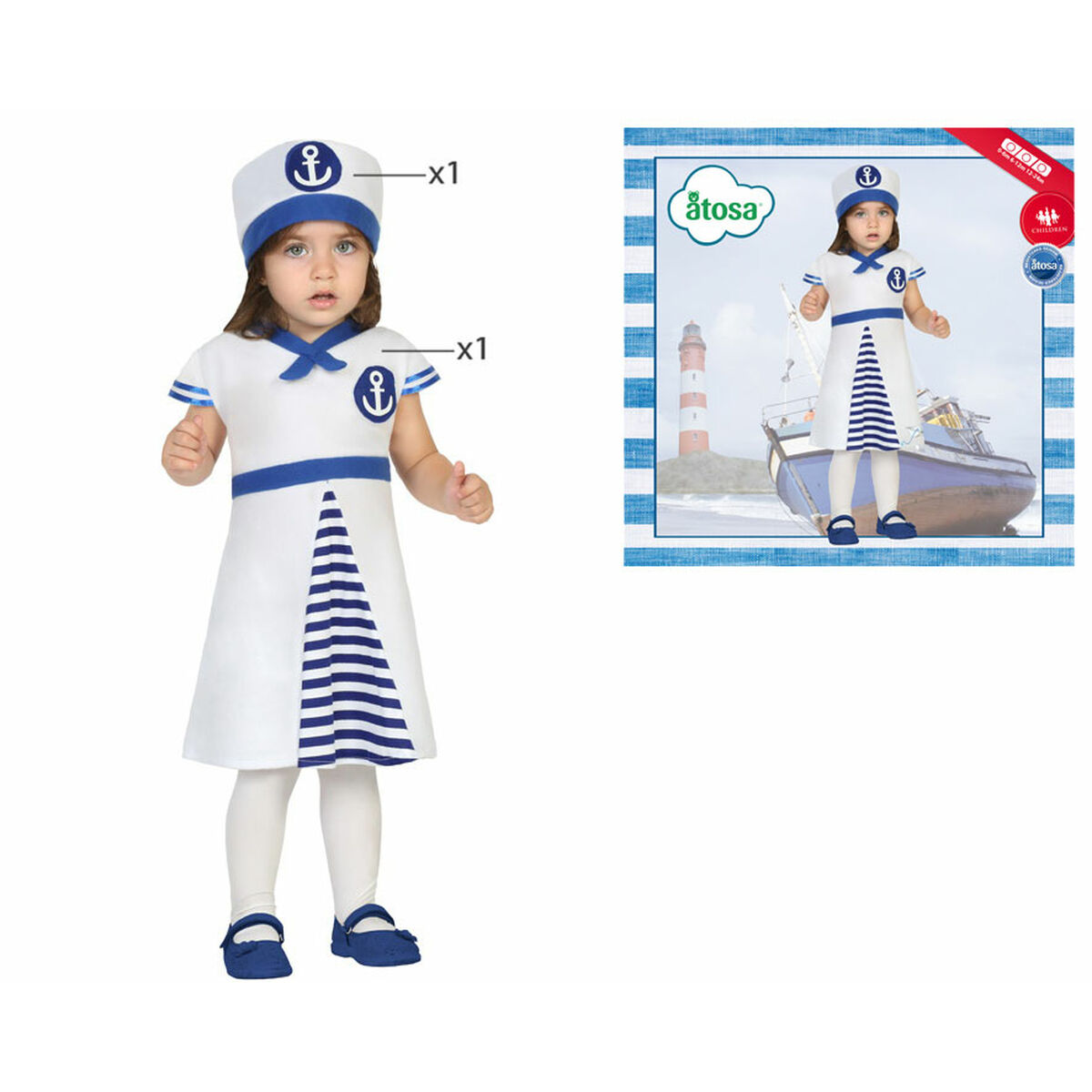 Maskeraddräkt bebis Kvinnlig matros (2 pcs) - 19